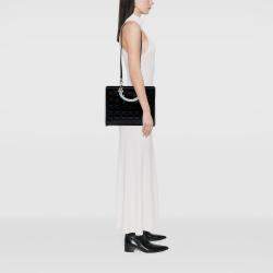 Pre Owned Dior Black Large Patent Cannage Lady Dior