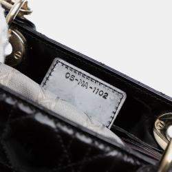 Pre Owned Dior Black Large Patent Cannage Lady Dior