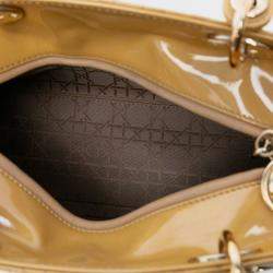 Pre Owned Dior Yellow Medium Patent Cannage Lady Dior