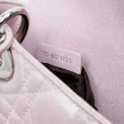 Pre Owned Dior Pink Mini Metallic Lambskin Cannage Lady Dior