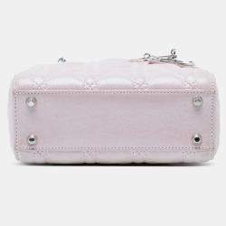 Pre Owned Dior Pink Mini Metallic Lambskin Cannage Lady Dior