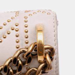 Pre Owned Dior White Small Lambskin Studded Diorama Flap