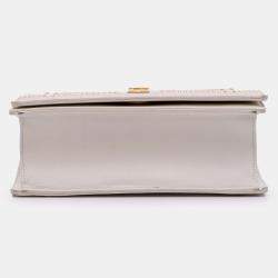 Pre Owned Dior White Small Lambskin Studded Diorama Flap
