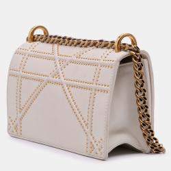 Pre Owned Dior White Small Lambskin Studded Diorama Flap