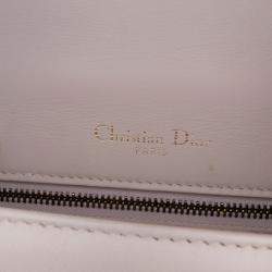 Pre Owned Dior White Small Lambskin Studded Diorama Flap