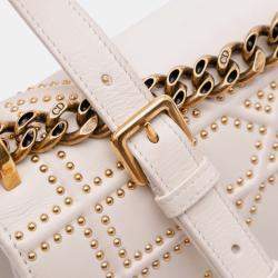 Pre Owned Dior White Small Lambskin Studded Diorama Flap