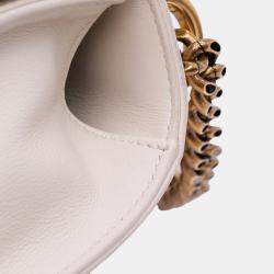 Pre Owned Dior White Small Lambskin Studded Diorama Flap
