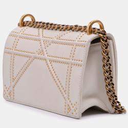 Pre Owned Dior White Small Lambskin Studded Diorama Flap