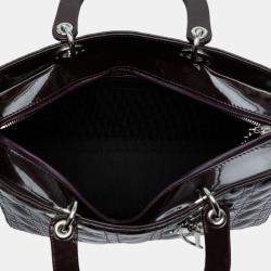 Pre Owned Dior Purple Large Patent Cannage Lady Dior