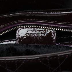 Pre Owned Dior Purple Large Patent Cannage Lady Dior