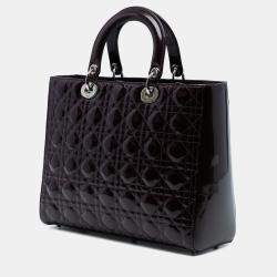 Pre Owned Dior Purple Large Patent Cannage Lady Dior