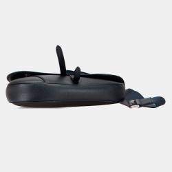 Pre Owned Dior Navy Blue Grained Calfskin Saddle Bag
