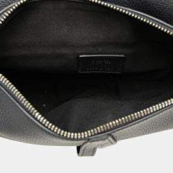 Pre Owned Dior Navy Blue Grained Calfskin Saddle Bag
