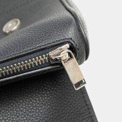Pre Owned Dior Navy Blue Grained Calfskin Saddle Bag