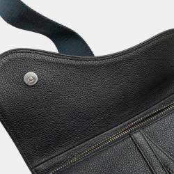 Pre Owned Dior Navy Blue Grained Calfskin Saddle Bag