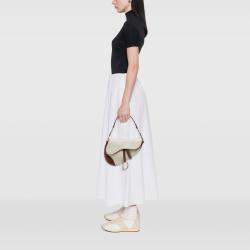 Pre Owned Dior Beige Brown Canvas Saddle Bag