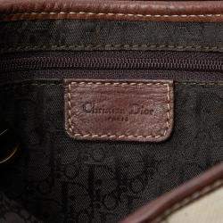 Pre Owned Dior Beige Brown Canvas Saddle Bag