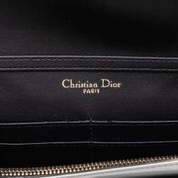 Pre Owned Dior Silver Metallic Patent Microcannage Diorama Wallet on Chain