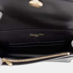 Pre Owned Dior Silver Metallic Patent Microcannage Diorama Wallet on Chain