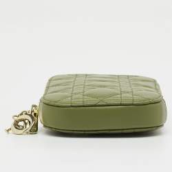 Pre Owned Dior Olive Green Cannage Leather Lady Dior Call'in Dior Phone Holder