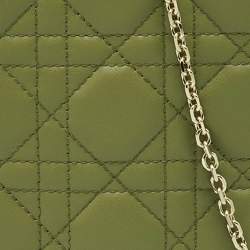 Pre Owned Dior Olive Green Cannage Leather Lady Dior Call'in Dior Phone Holder