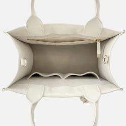 Pre Owned Dior Macrocannage Book Tote Latte White Calf Leather Size Small