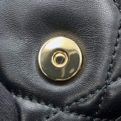 Pre Owned Dior Macrocannage Caro Backpack Black Lambskin Size Small