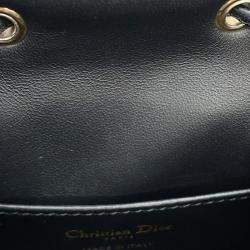 Pre Owned Dior Macrocannage Caro Backpack Black Lambskin Size Small