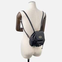 Pre Owned Dior Macrocannage Caro Backpack Black Lambskin Size Small