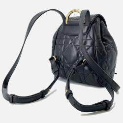 Pre Owned Dior Macrocannage Caro Backpack Black Lambskin Size Small