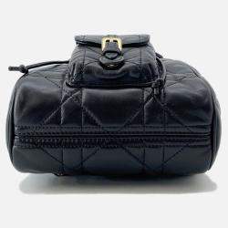 Pre Owned Dior Macrocannage Caro Backpack Black Lambskin Size Small
