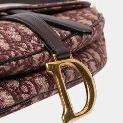 Pre Owned Dior Red Oblique Canvas Saddle Bag