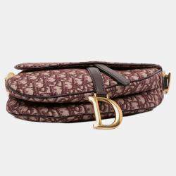 Pre Owned Dior Red Oblique Canvas Saddle Bag