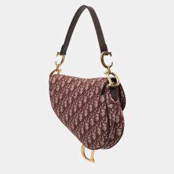 Pre Owned Dior Red Oblique Canvas Saddle Bag
