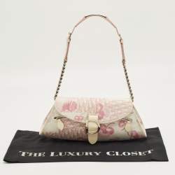 Pre Owned Dior Pink/White Cherry Blossom Print Fabric Shoulder Bag