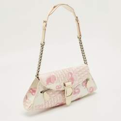 Pre Owned Dior Pink/White Cherry Blossom Print Fabric Shoulder Bag