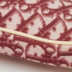 Pre Owned Dior Red/White Oblique Coated Canvas and Patent Leather Vintage Saddle Pochette