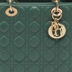 Pre Owned Dior Sage Green Cannage Leather Large Lady Dior Tote
