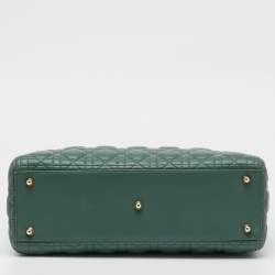 Pre Owned Dior Sage Green Cannage Leather Large Lady Dior Tote