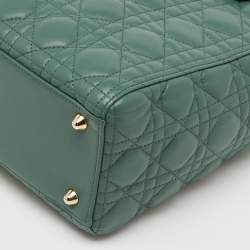 Pre Owned Dior Sage Green Cannage Leather Large Lady Dior Tote