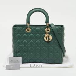 Pre Owned Dior Sage Green Cannage Leather Large Lady Dior Tote