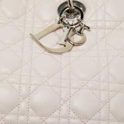 Pre Owned Dior Light Pink Cannage Leather Small Soft Lady Dior Tote