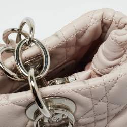 Pre Owned Dior Light Pink Cannage Leather Small Soft Lady Dior Tote