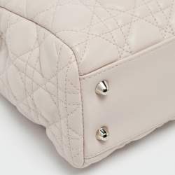 Pre Owned Dior Light Pink Cannage Leather Small Soft Lady Dior Tote