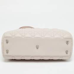 Pre Owned Dior Light Pink Cannage Leather Small Soft Lady Dior Tote