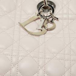 Pre Owned Dior Light Pink Cannage Leather Small Soft Lady Dior Tote