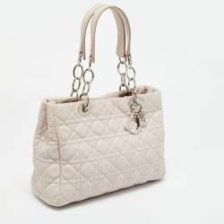 Pre Owned Dior Light Pink Cannage Leather Small Soft Lady Dior Tote