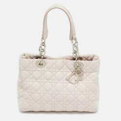 Pre Owned Dior Light Pink Cannage Leather Small Soft Lady Dior Tote