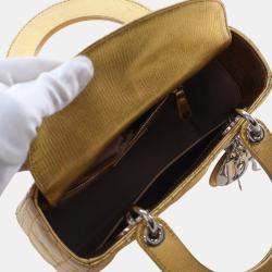 Pre Owned Dior Gold Small Metallic Grained Calfskin Cannage My ABCDior Lady Dior