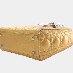 Pre Owned Dior Gold Small Metallic Grained Calfskin Cannage My ABCDior Lady Dior
